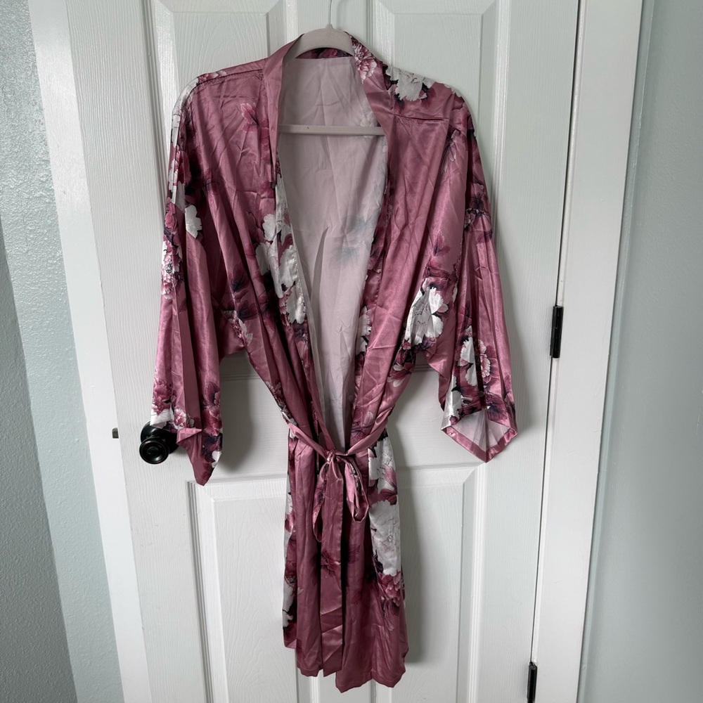 Silky Floral Robe Plus Size